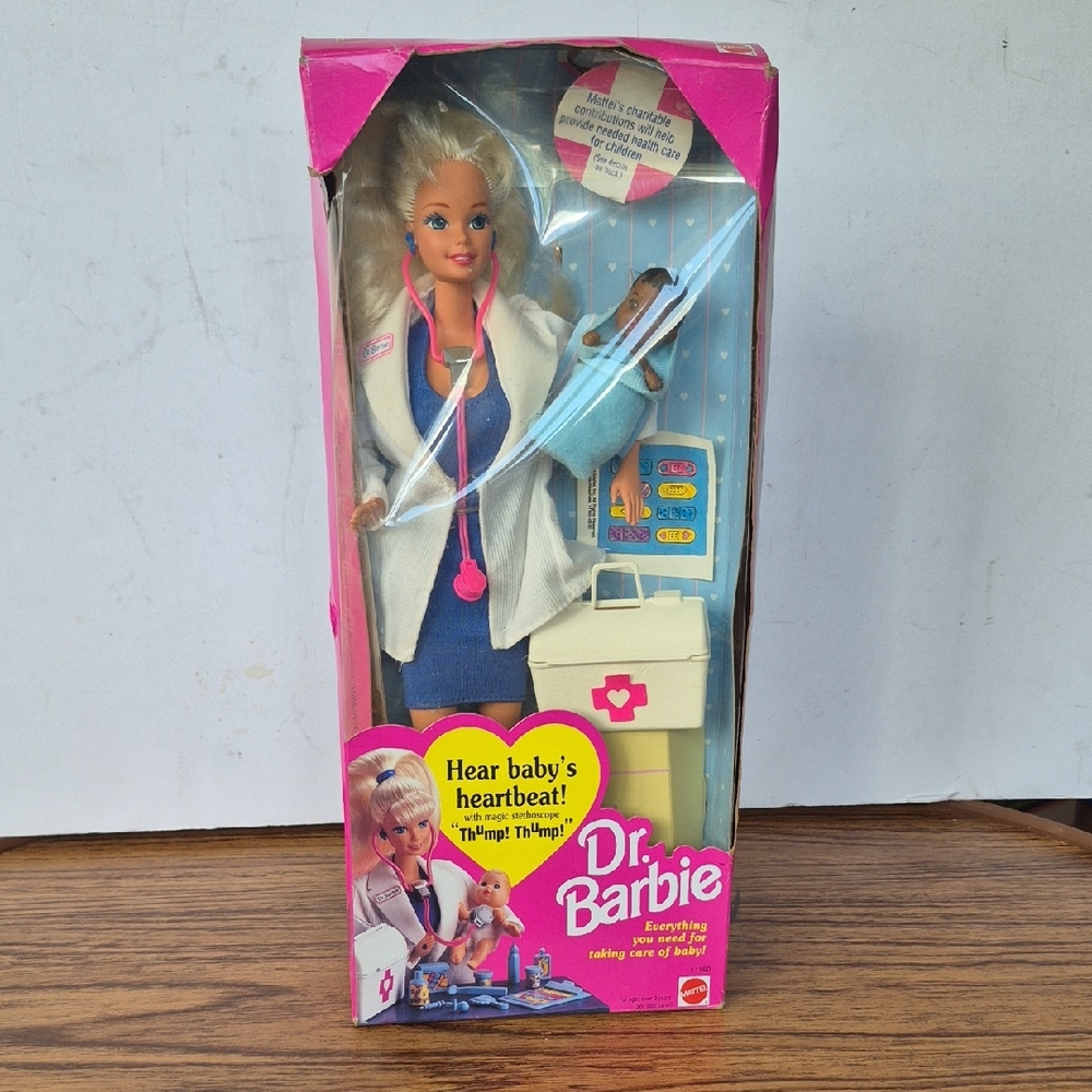 Barbie Doctor Doll with White Coat and Blue Dress. New Dated 1993.